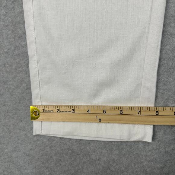 Ike Behar Linen Blend Pants Mens 2XL White Elastic Waist Drawstring Straight Leg - Picture 13 of 13